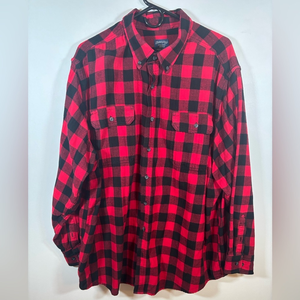 Faded Glory Red Black Buffalo Plaid Flannel Shirt Men’s 2XL (50–52)